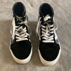 Purple gray and white camo vans